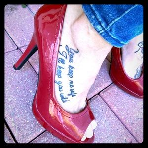 Candies platform peek a boo red heels